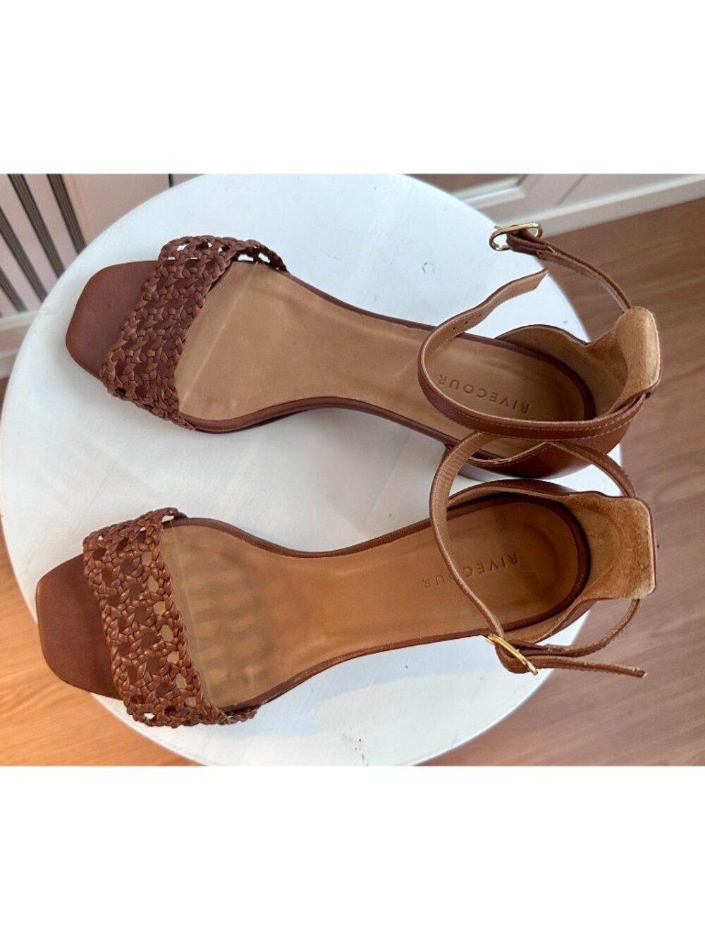 Rivecour Numéro 890 Cognac Genuine Leather Block Heeled Sandals EU 36/US 6 - Picture 3 of 8
